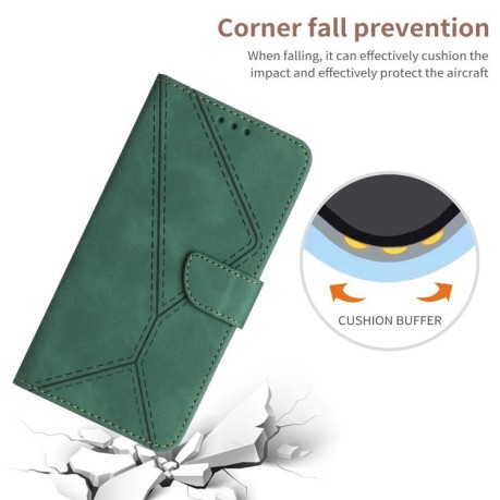 Чехол-книжка Stitching Embossed Leather для Motorola Edge 60 - зеленый