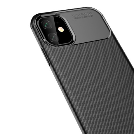 Противоударный чехол Carbon Fiber Texture на iPhone 12 Mini -черный