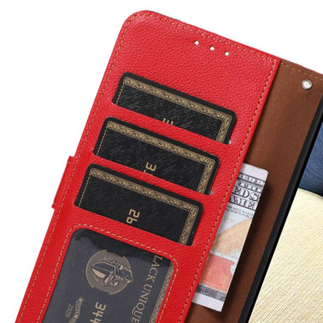 Чехол-книжка KHAZNEH Litchi Texture для Xiaomi Redmi Note 14 4G 164.84mm - красный