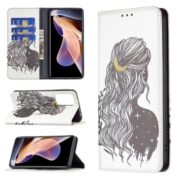 Чехол-книжка Colored Drawing Pattern Invisible для Xiaomi Redmi Note 11 Pro 5G (China)/11 Pro+ - Girl