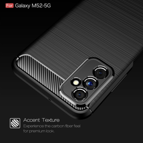 Чехол Brushed Texture Carbon Fiber на Samsung Galaxy M52 5G - черный