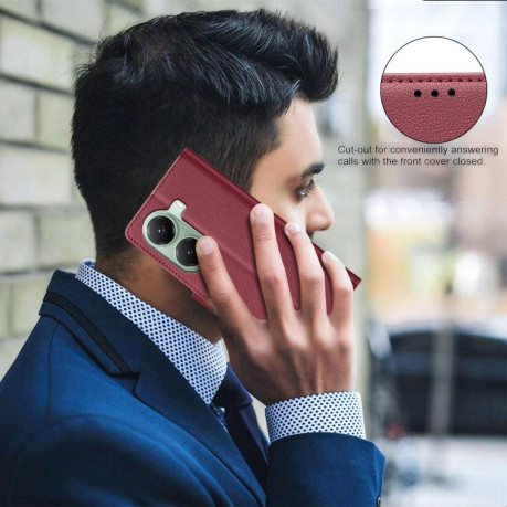 Чехол-книжка Litchi Texture RFID Anti-theft Leather для Xiaomi Poco X7 Pro - красный