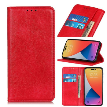 Чохол-книга Magnetic Retro Crazy Horse Texture на iPhone 14 Pro Max - червоний