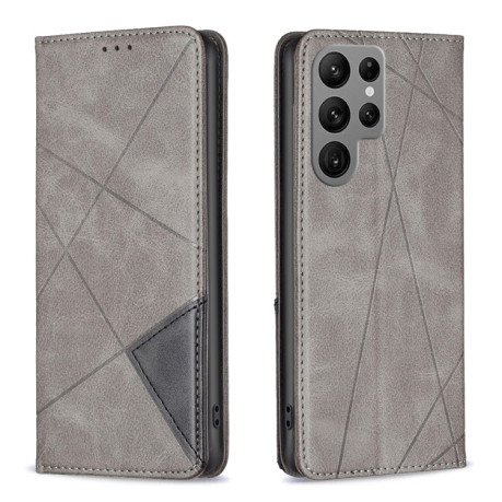 Чехол-книжка Rhombus Texture для Samsung Galaxy S24 Ultra 5G - серый