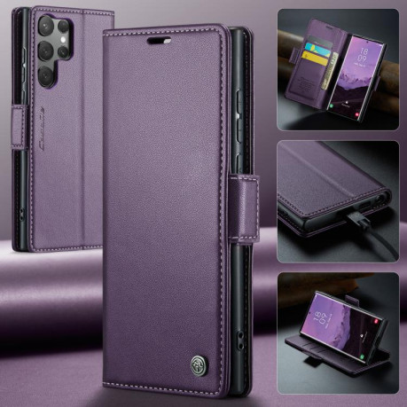 Чехол-книжка CaseMe 023 Butterfly Buckle Litchi Texture RFID Anti-theft Leather для Samsung Galaxy S25 Ultra 5G - фиолетовый