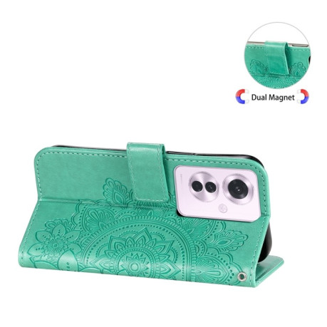 Чехол-книжка 7-petal Flowers Embossing для OPPO Reno11 F Global / F25 Pro Global - зеленый