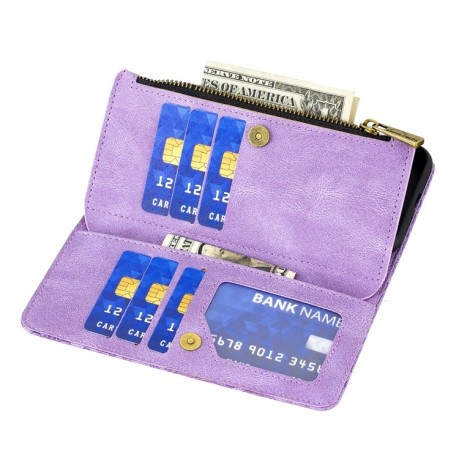 Чохол-гаманець Flying Butterfly Embossing для iPhone 13 mini - фіолетовий