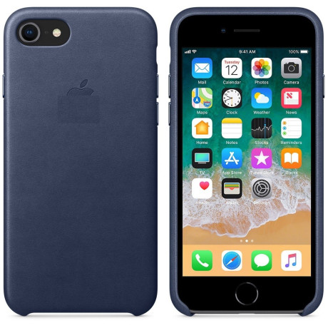 Кожаный Чехол Leather Case Midnight Blue для iPhone 8/7