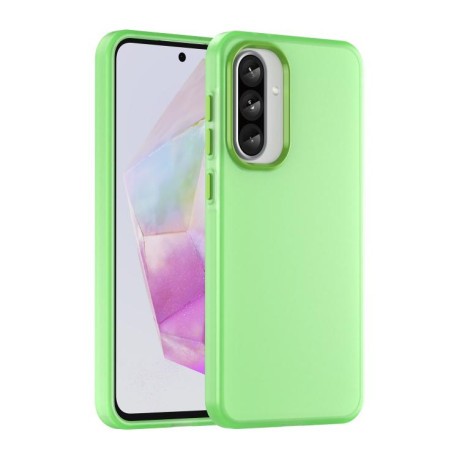 Противоударный чехол Frosted Translucent TPU Hybrid PC для Samsung Galaxy A56 5G - зеленый