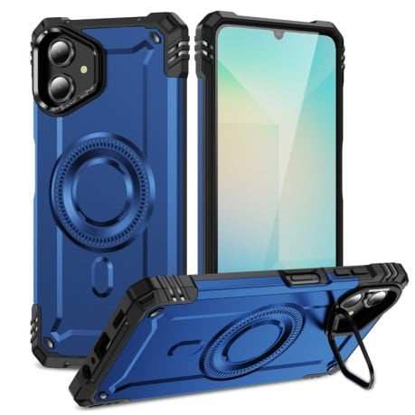 Противоударный чехол MagSafe Lens Holder PC Hybrid TPU для Samsung Galaxy A06 - синий