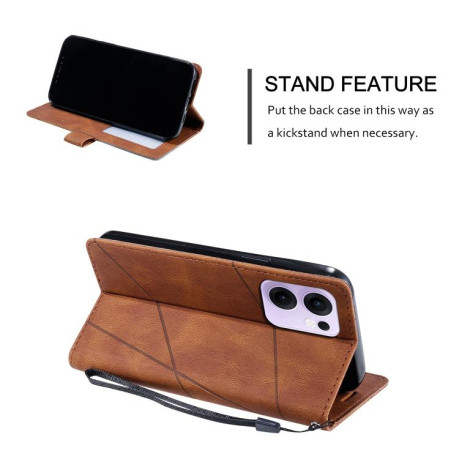 Чехол-книжка Skin Feel Splicing для OPPO Reno13 F/Reno13 FS Global/ 4G India - коричневый