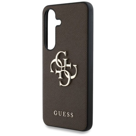 Оригинальный чехол Guess Grained Big 4G Logo Small Classic Logo для Samsung Galaxy S25 Plus - Brown
