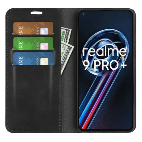 Чехол-книжка Retro Skin Feel Business Magnetic на Realme 9 Pro Plus/ Realme 9 4G - черный