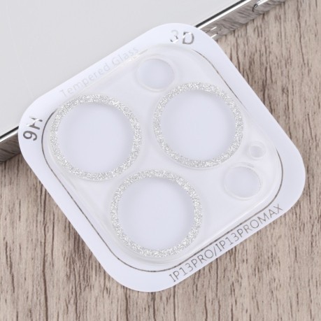 Защитное стекло для камеры Glitter Ring на iPhone 13 Pro / 13 Pro Max - серебристое