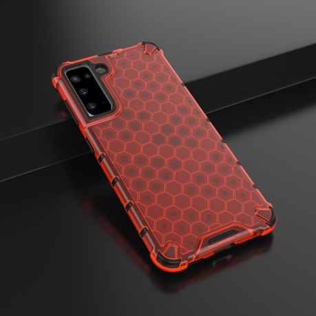 Противоударный чехол Honeycomb на Samsung Galaxy S21 - красный
