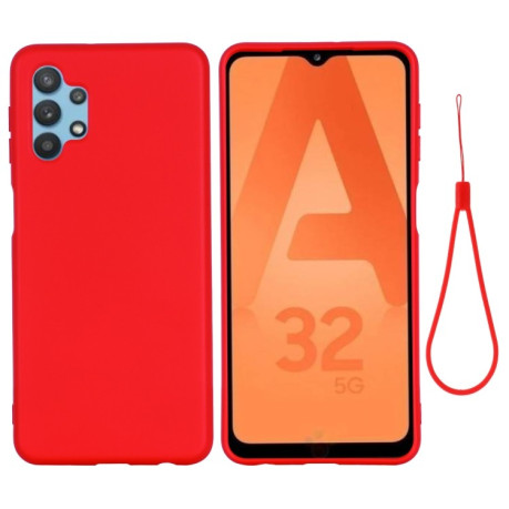Силиконовый чехол Solid Color Liquid Silicone на Samsung Galaxy A32 4G- красный