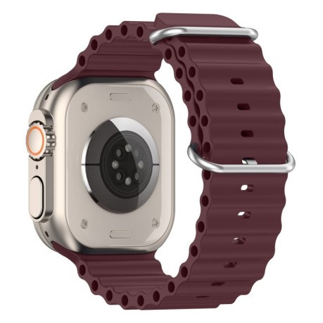 Силіконовий ремінець Ocean для Apple Watch Ultra 49mm/45mm /44mm - винно-червоний