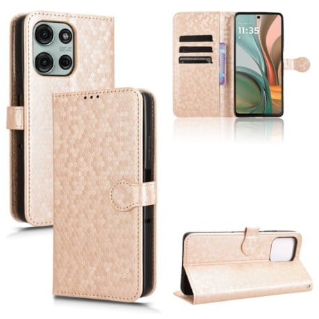 Чехол-книжка Honeycomb Dot для Motorola Moto G75 5G - золотой