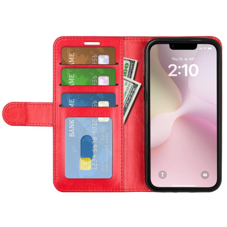 Чехол-книжка R64 Texture Horizontal Flip Leather для iPhone 16e - красный
