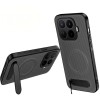 Магнитный чехол Wanlonfeng с подставкой и карбоновой текстурой на Xiaomi 17T Pro 5G — серый