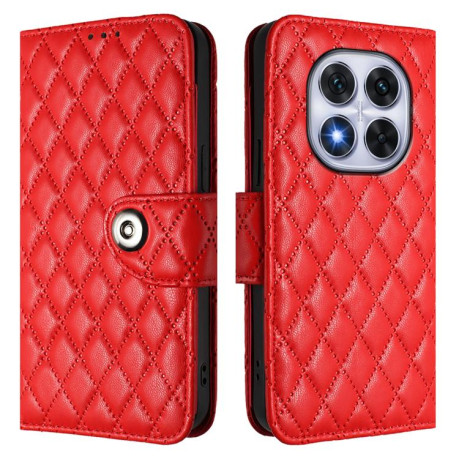 Чехол-книжка Rhombic Texture Flip Leather для Xiaomi Redmi Note 14 Pro 5G/Poco X7 - красный