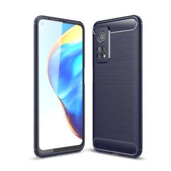 Ударозащитный чехол HMC Carbon Fiber Texture на Xiaomi Mi 10T / 10T Pro - синий