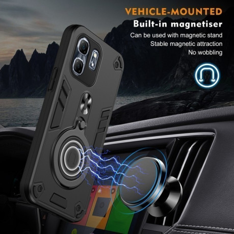 Ударозащитный чехол Metal Ring Holder 360 Degree Rotating на Infinix Hot 50i / Smart 9 - черный