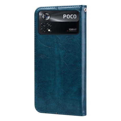Чехол-книжка Oil Wax Texture для Xiaomi Poco X4 Pro 5G - синий
