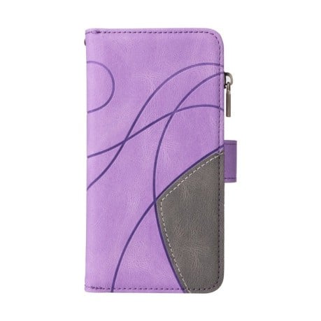 Чохол-книжка Dual-color 9 Card Slots Zipper Wallet Leather для Samsung Galaxy S24 FE 5G - фіолетовий