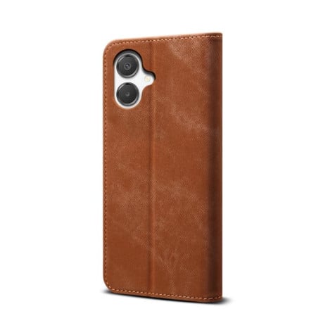 Чохол-книжка з джинсовою тканиною casual на Samsung Galaxy A07 4G - коричневий