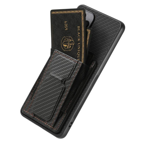 Противоударний чехол Carbon Fiber Card Bag для Xiaomi Poco F7 Ultra - чорний