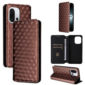 Чехол-книжка Cubic Grid Calf Texture для OnePlus 13T - коричневый