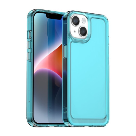 Чохол Candy Series гібрид з посиленими бортиками на iPhone 15 Plus -прозоро-блакитний