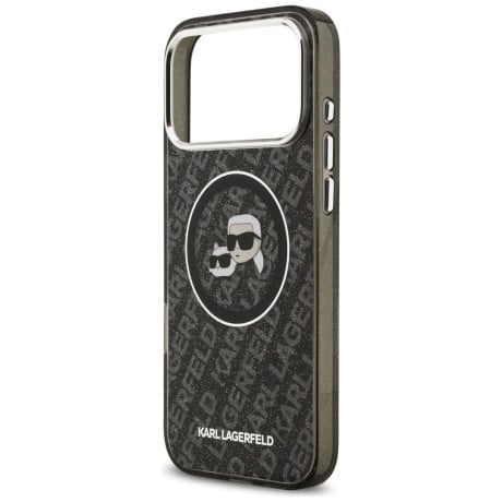 Оригинальный чехол Karl Lagerfeld IML Glitter Karl&amp;Choupette Heads Logo с MagSafe на iPhone 17 Pro Max - Black