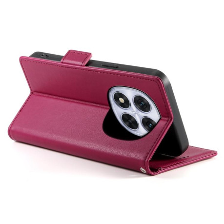 Чохол-книжка Side Buckle Magnetic Frosted Leather для Xiaomi Redmi Note 14 Pro 4G - винно-червоний