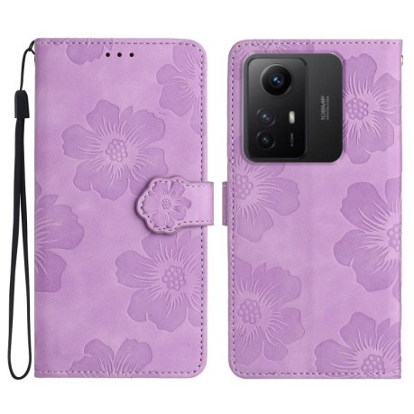 Чехол-книжка Flower Embossing Pattern для Xiaomi Redmi Note 12S - фиолетовый
