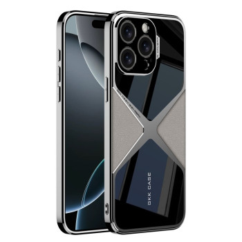 Противоударный чехол GKK Leather Electroplating Supersonic Speed Shockproof для iPhone 16 Pro - белый