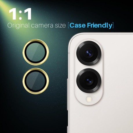Защитное стекло на камеру NORTHJO Camera Lens Protector CD Metal Ring на Samsung Galaxy S25 Edge 5G - золотое