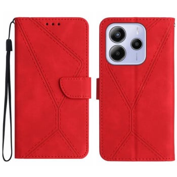 Чохол-книжка Stitching Embossed Leather для Xiaomi Redmi Note 14 4G 164.84mm - червоний