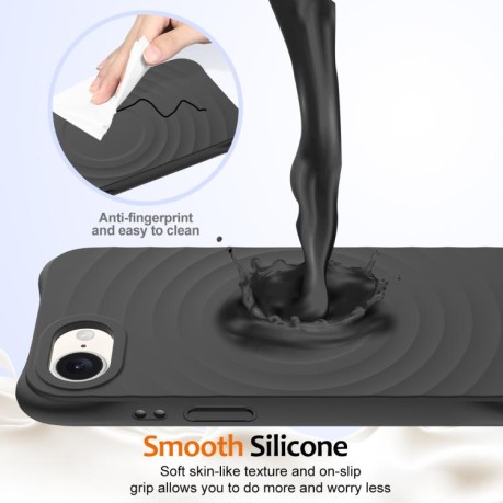 Чохол протиударний Wave Texture MagSafe Magnetic Liquid Silicone для iPhone 16e - чорний