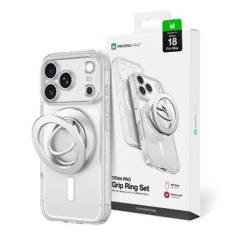 Оригинальный чехол AmazingThing Titan Pro Lens Ring Set с MagSafe для iPhone 18 Pro Max — прозрачный