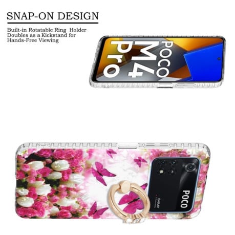 Протиударний чохол Ring Holder 2.0mm Airbag для Xiaomi Poco M4 Pro 4G - Dancing Butterflies