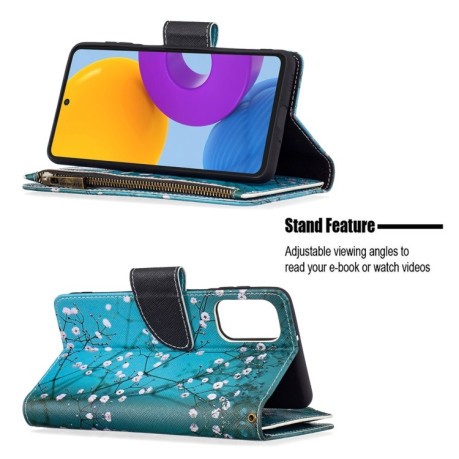 Чехол-кошелек Colored Drawing Pattern Zipper для Samsung Galaxy M52 5G - Plum Blossom