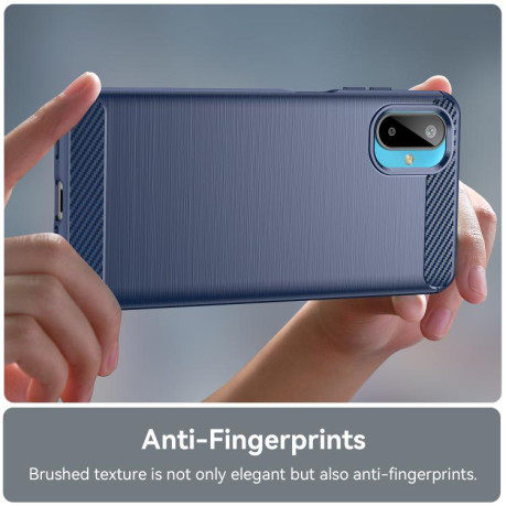 Противоударный чехол Brushed Texture Carbon Fiber на Samsung Galaxy M06 5G - синий