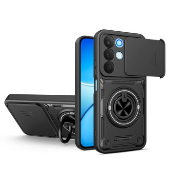 Протиударний чохол зі шторкою камери Sliding Camshield та кільцем-підставкою на Realme 15x India / C85 5G — чорний
