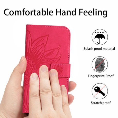 Чехол-книжка Skin Feel Sun Flower для Xiaomi Redmi 13C/Poco C65 4G - пурпурно-красный