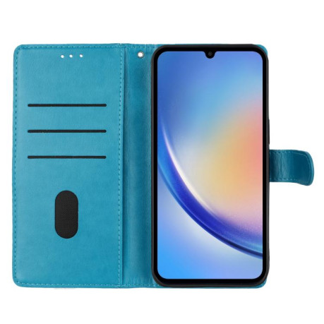 Чехол-книжка Butterflies and Flowers Leather для Redmi Note 14 4G 164.84mm - синий