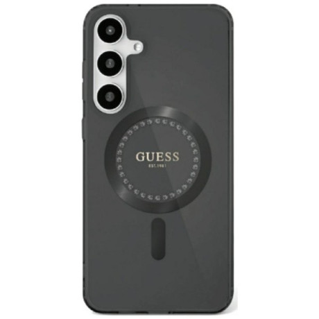 Оригинальный чехол Guess Rhinestones Printed Classic Logo MagSafe для Samsung Galaxy S25 Ultra - Black