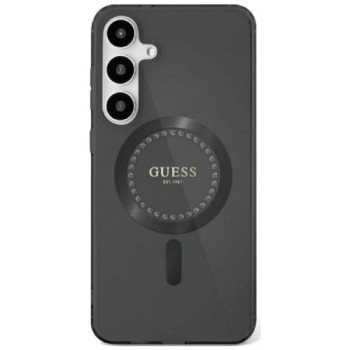 Оригінальний чохол Guess Rhinestones Printed Classic Logo MagSafe для Samsung Galaxy S25 - Black