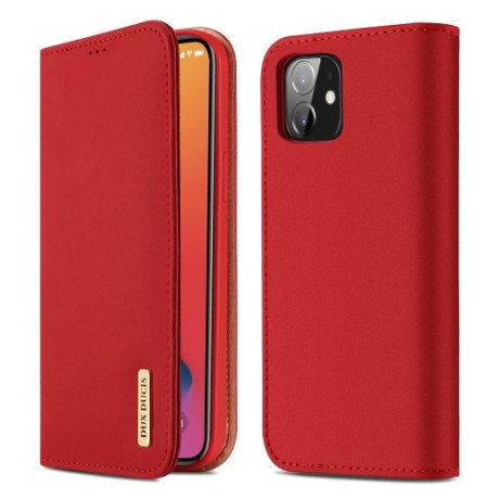 Кожаный чехол-книжка DUX DUCIS WISH Series на iPhone 12 Mini - красный